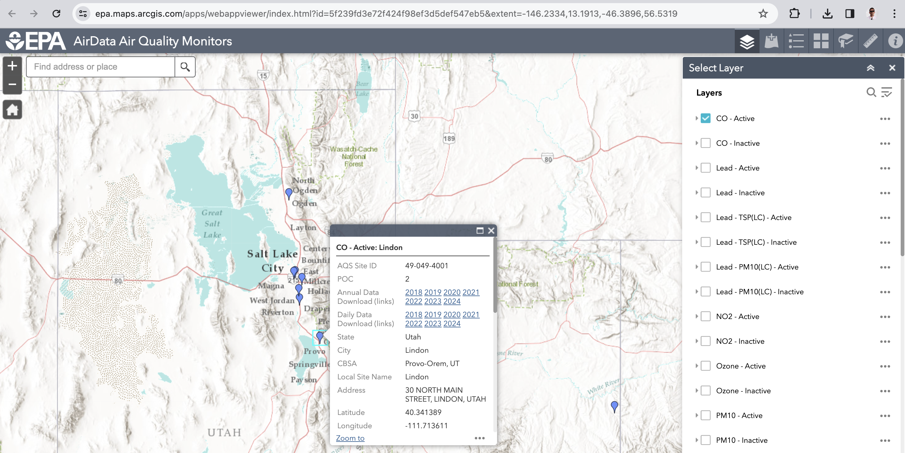 EPA's Air Data Website